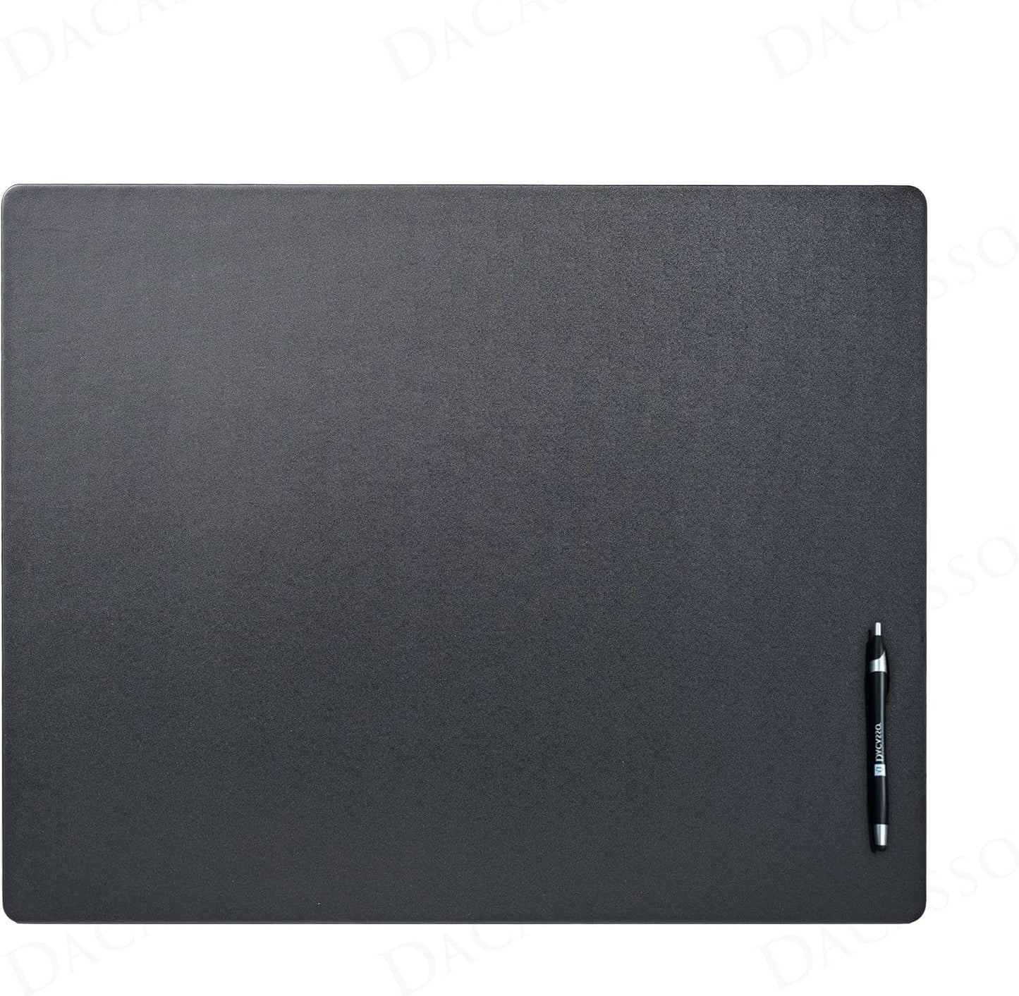 Dacasso 24" x 19" Black Leatherette Luxury Desk Pad Blotter w/Out Side Rails for Writing - Executive Desk Surface Protector & Essential Office Decor