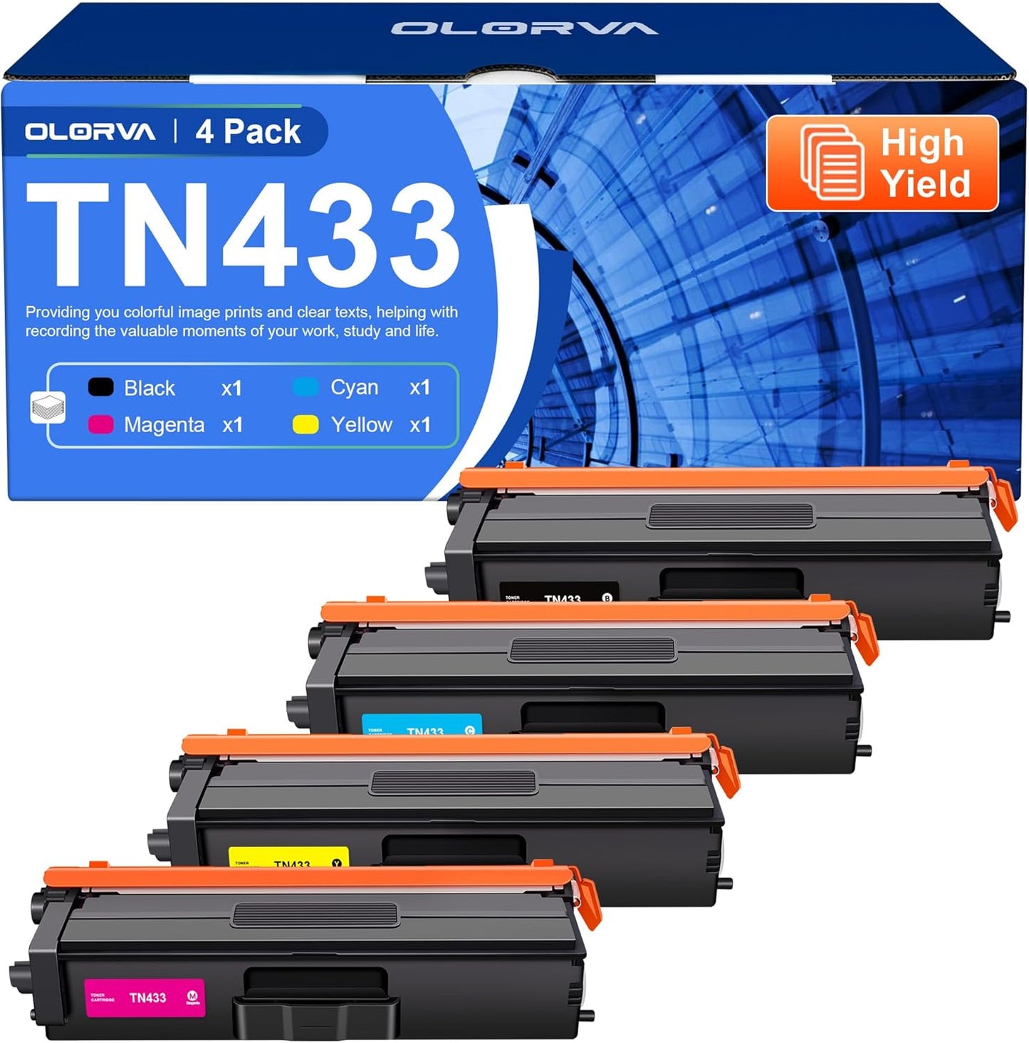 TN433 Toner Cartridge Set: MFC-L8900CDW Toner for Brother TN433 Toner Cartridge Set Works with Brother MFC-L8900CDW HL-L8360CDW HL-L8260CDW | TN-433 TN 433 for Brother TN433 4 Pack with TN433bk