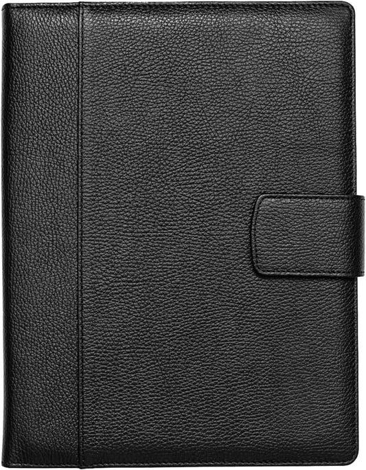 Maruse Italian Leather Executive Padfolio, Folder Organizer with Magnetic Closure and Writing Pad, Handmade in Italy, Black