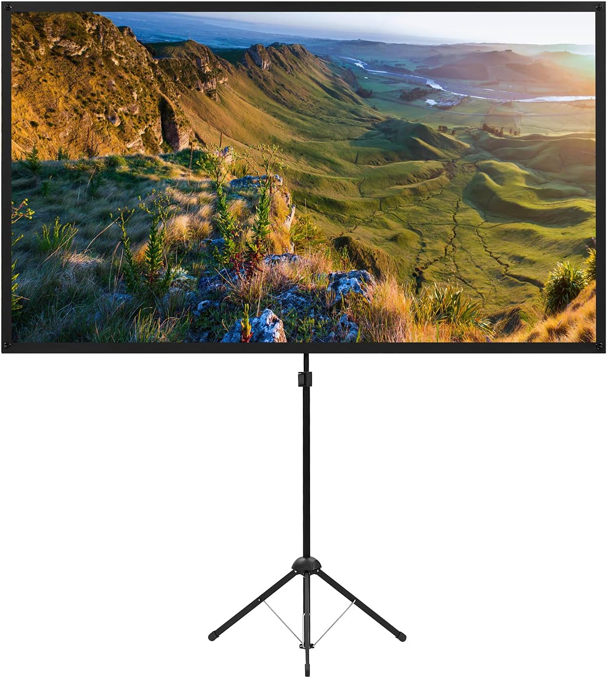 Projector Screen with Stand, 100 Inch Outdoor Projection Screen 16:9 and Tripod Stand, Portable Projector Screen, 1.2 Gain, Lightweight and Compact, Easy Setup, Idea for Home Cinema, Backyard Party.