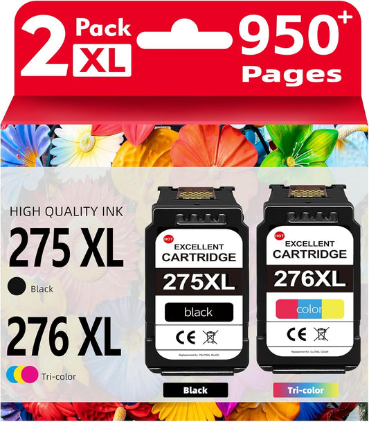 276XL Color & 275XL Black Ink Cartridge Combo Pack (2-Pack) - Replacement for Canon tr4700 Printer Ink Cartridges Compatible for Canon tr4700 tr4720 tr4722 ts3522 ts3500 ts3722 ts3720 ts3520 Ink
