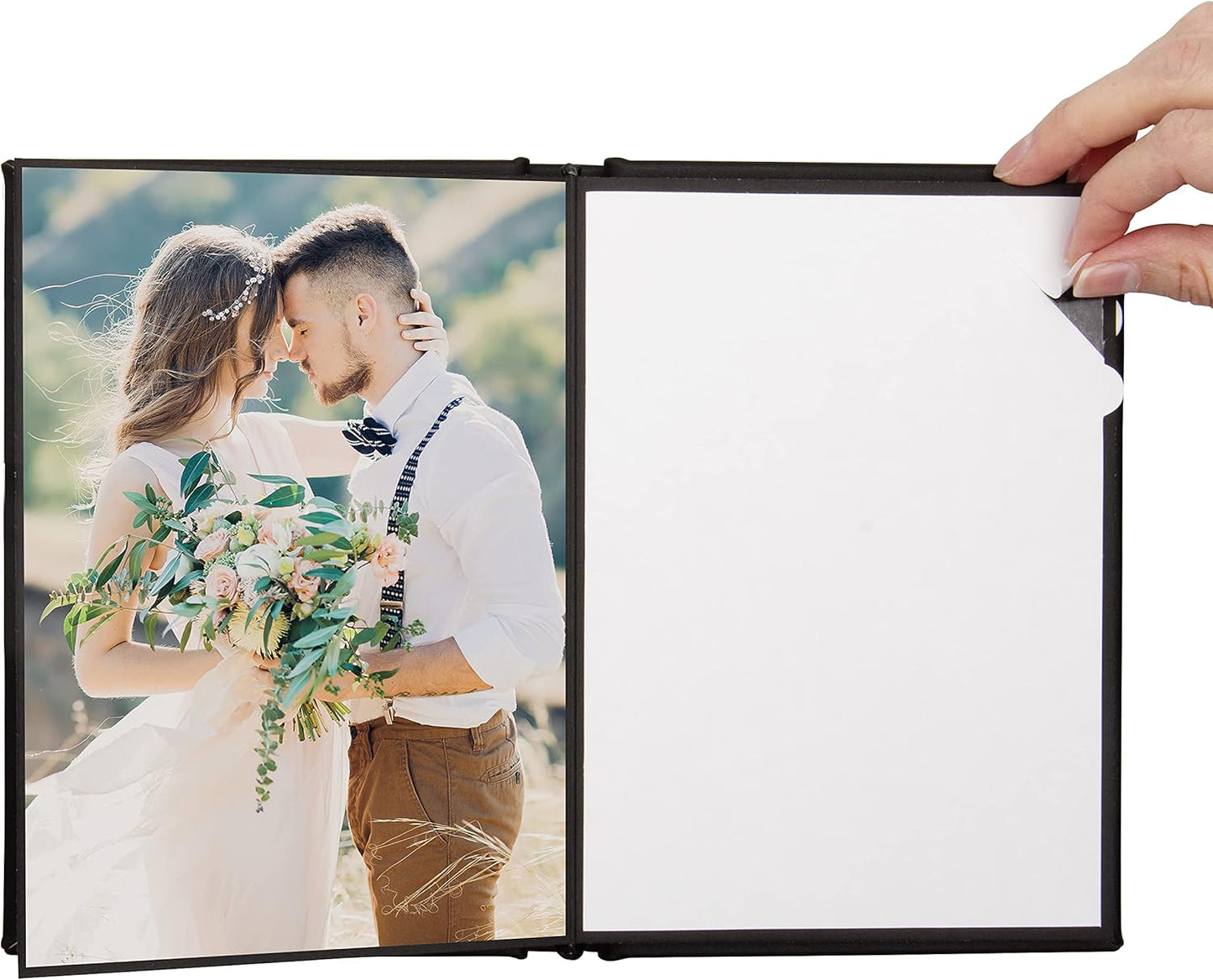 Neil Enterprises Inc. 6" x 9" Black Leather Self-Stick Photo Album - Holds 20 Photos