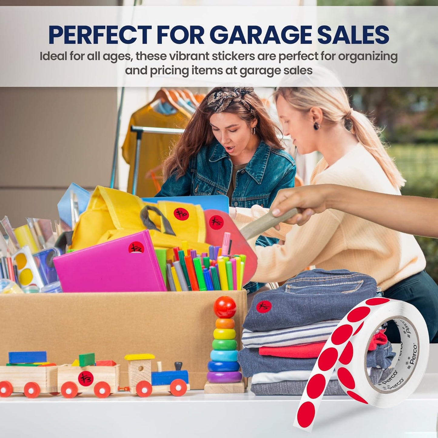 Perco Red 1-Inch Round Circle Dot Sticker Labels with Removable Adhesive – 1,000 Labels per Roll – Versatile, Vibrant Colors, Reliable Hold, No Residue, Perforated for Convenient Use – Made in USA