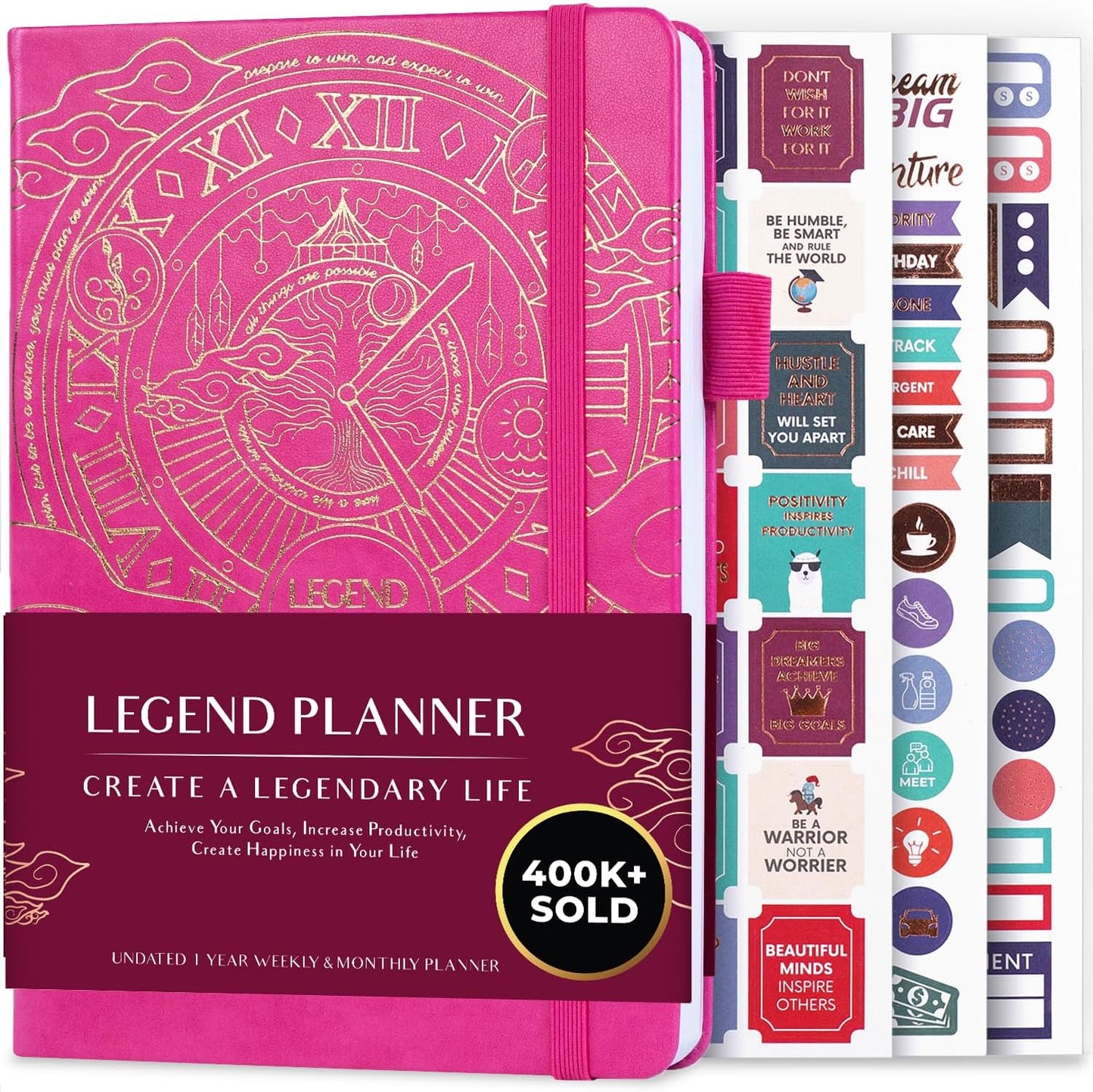 Legend Planner – Weekly & Monthly Life Planner to Hit Your Goals & Live Happier. Organizer Notebook & Productivity Journal. A5 (Hot Pink)