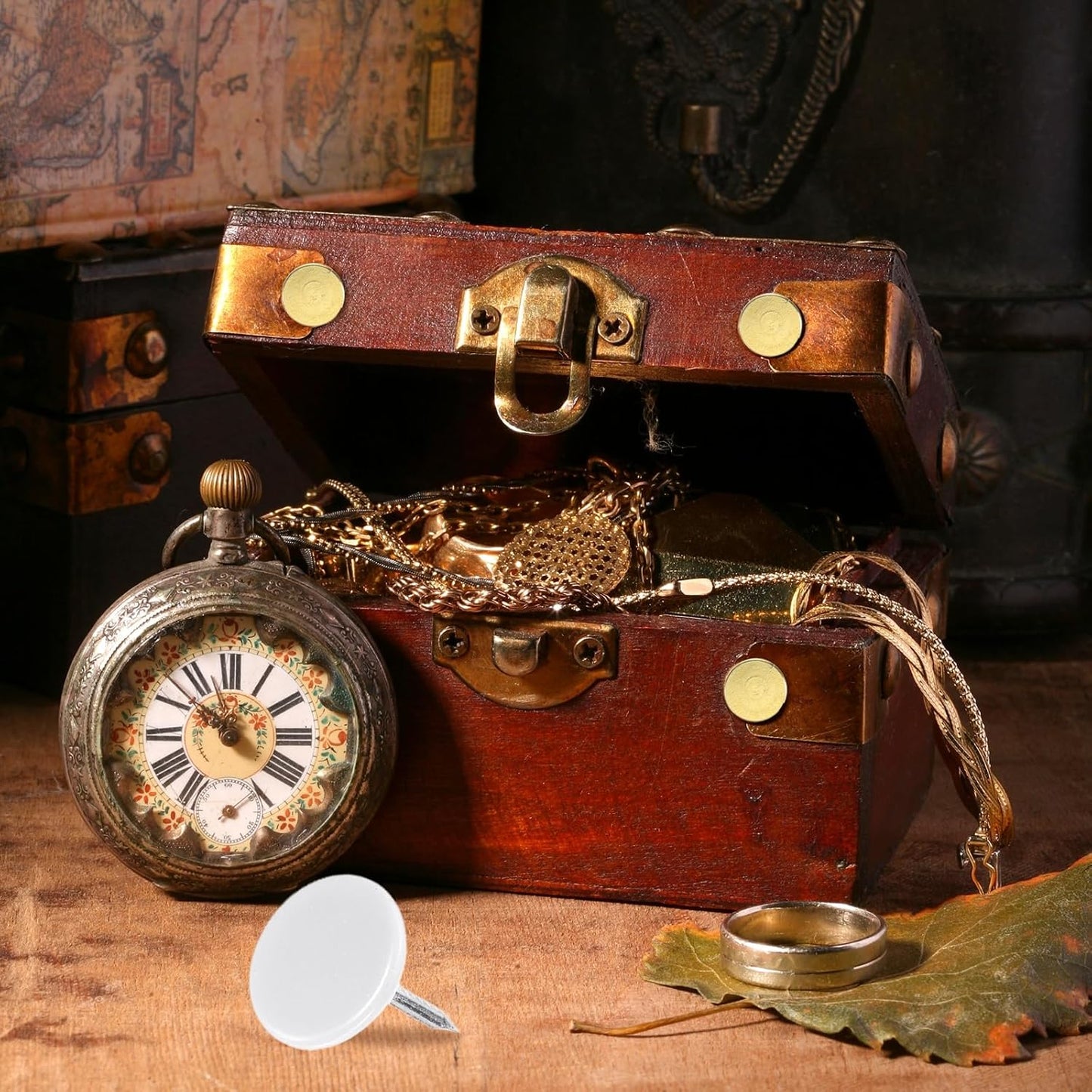 uxcell 120Pcs Push Pins, 11mmx17mm Round Flat Head Decorative Thumb Tacks Upholstery Tacks for Cork Board Office Wall Hangings, White