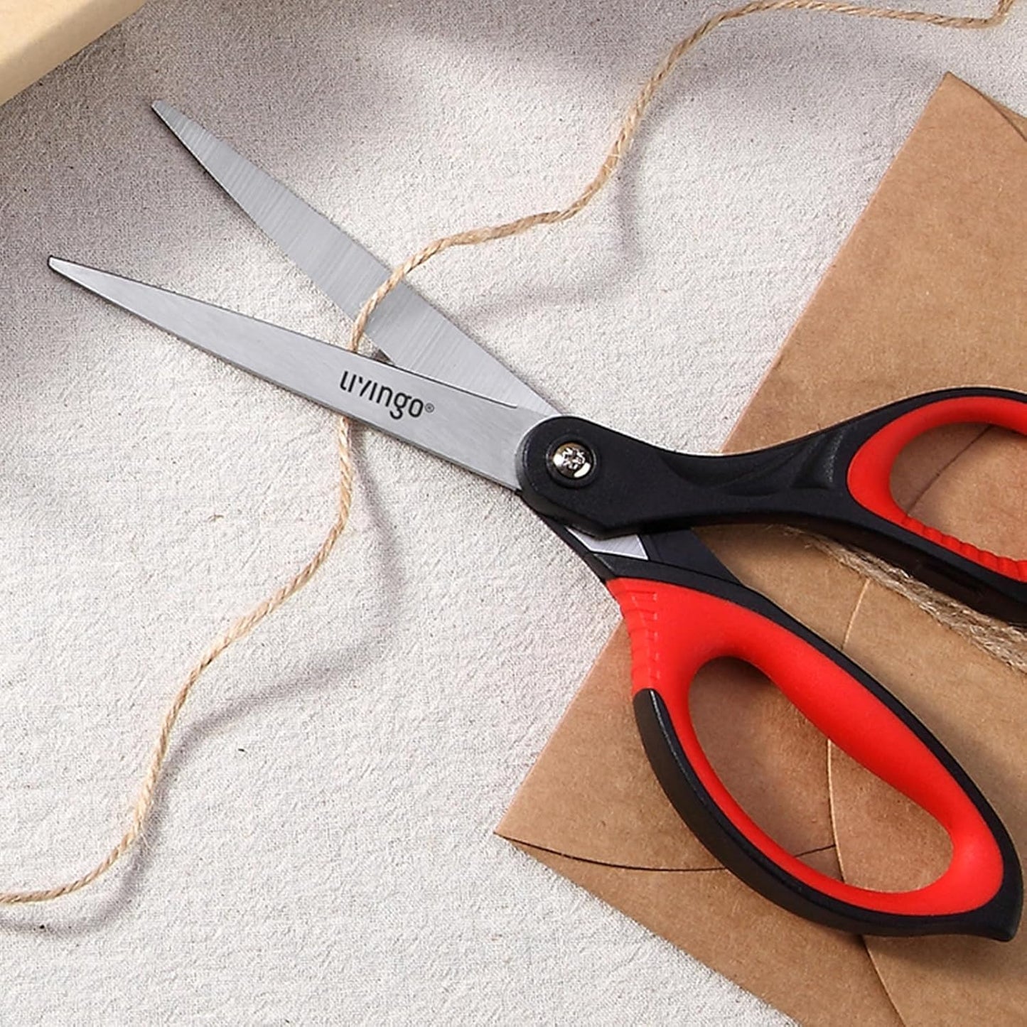 LIVINGO 8.5” Scissors All Purpose - Ultra Sharp Multipurpose 3 Pack Heavy duty Shears for Office, Home, School Sewing and Crafting Cutting Fabric, Paper, Red Comfort Grip