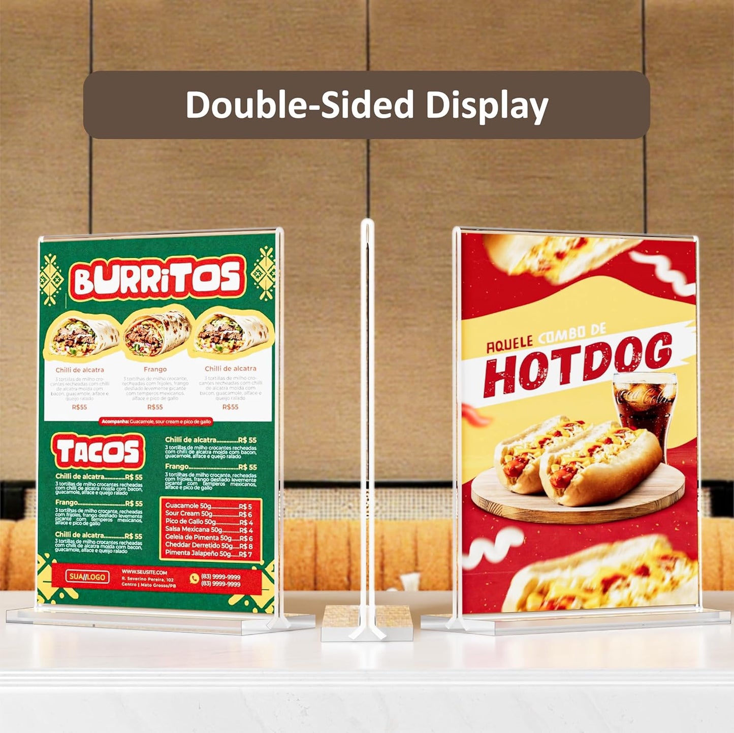 8.5x11 Acrylic Sign Holder 10 Pack, Vertical Double-Sided Display Stand, Clear Sign Holder Plastic Paper Flyer Holder Sign Holders 8.5x11 inches for Restaurants, Office, Store