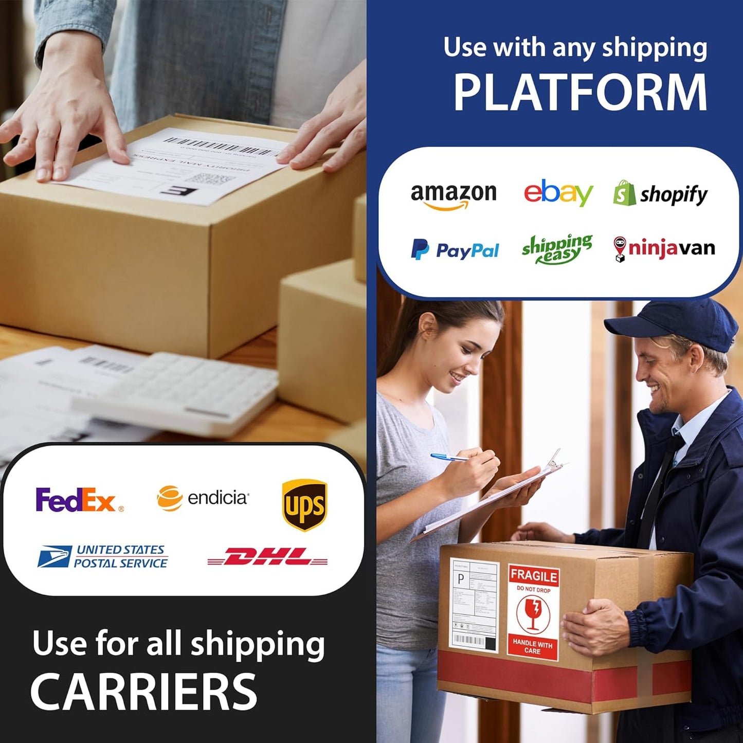 1000 Sheet (2000 Labels) | 8.5" x 11" Half Sheet Self Adhesive Shipping Labels for Laser & Inkjet Printers | Ecommerce, Address, Mailing, Labeling, Packaging