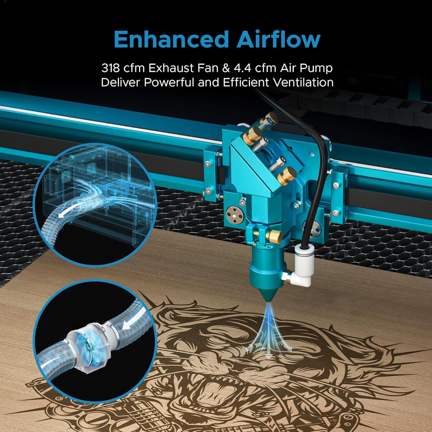 OMTech 90W CO2 Laser Engraver, 28"x20" Laser Engraving Machine with Autofocus 2 Way Pass-Throughs Built-in Air Assist, Commercial Laser Cutting Etching Machine for Wood Glass Acrylic Leather More