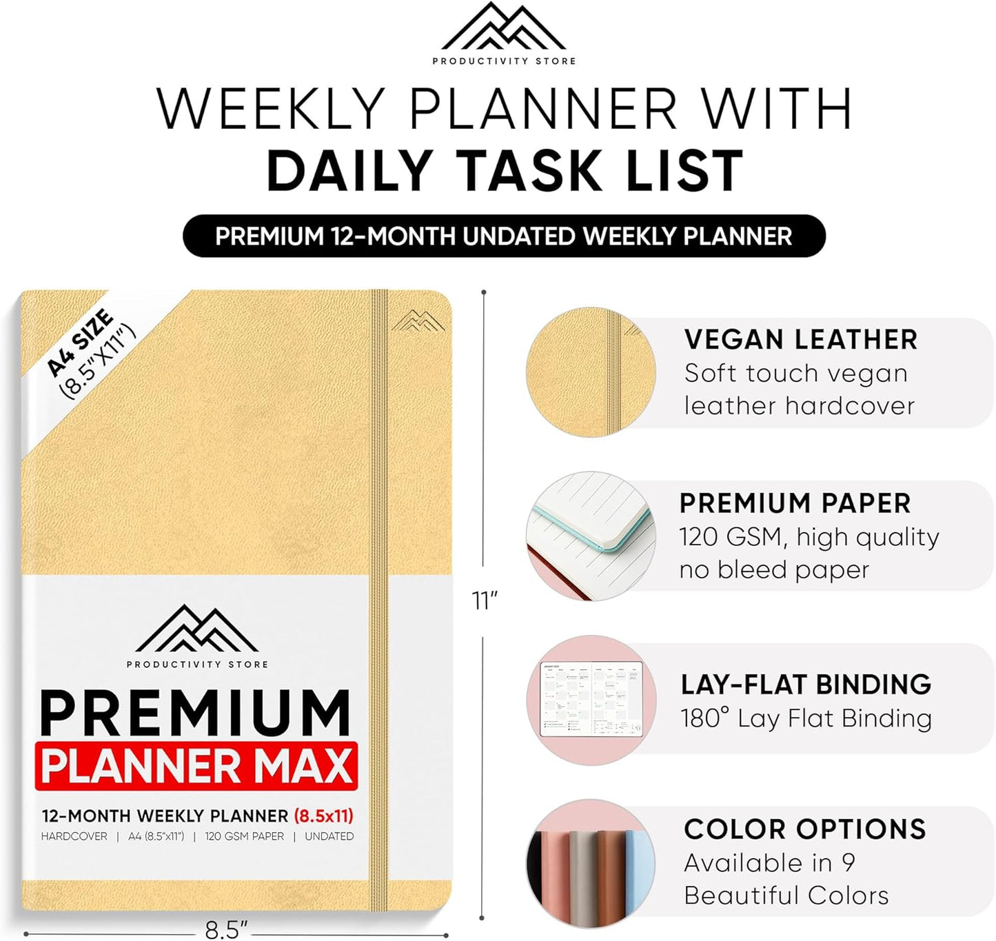 Undated, 2025 Planner, 8.5" x 11" - The #1 Productivity Planner to Achieve Your 2025 Goals - Planner 2025-2026 by PRODUCTIVITY STORE (A4, CREAM)