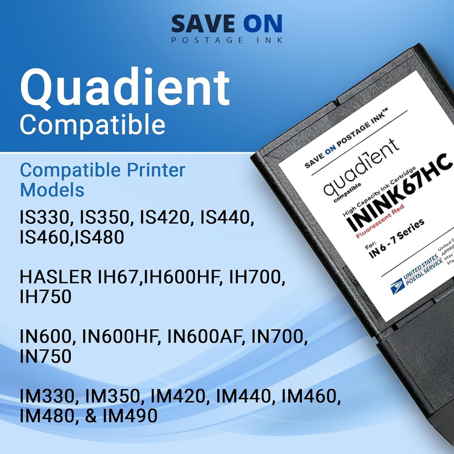 Save On Postage Ink Compatible ININK67HC Quadient Neopost Compatible Ink Cartridge - High Capacity for in Series 600/700/750 Mailing Machine Bases