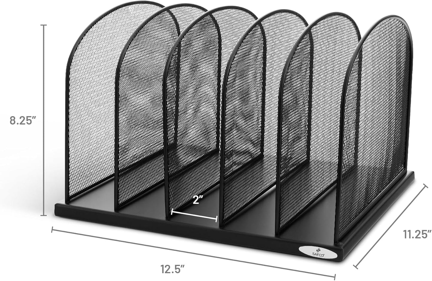 Safco Onyx Desk Organizer, 5 Tiered Vertical Compartments, Office and Classroom Mailbox , Paper and Mail Sorter, Steel Mesh, Black
