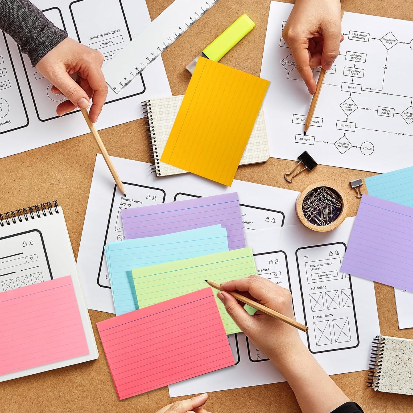 Fainne 2100 Pcs Colored Index Cards Bulk Neon Ruled Note Cards with Lines for Studying Rainbow Pad Index Notecards for Studying School Supply College Office(4 x 6 Inch,Light Color)