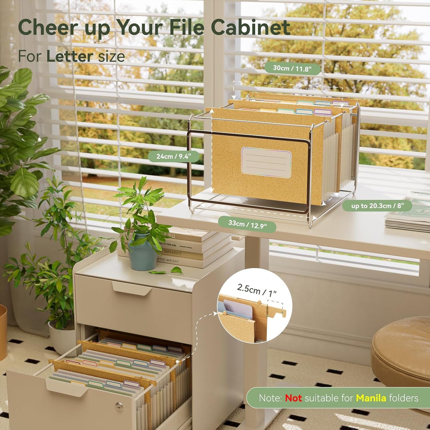 Wheat Straw Expanding Hanging File Folders, 3 Color File Organizer, 1.2" Accordion Pockets, Large Capacity, Letter Size for Filing Cabinet, 100% BPA Free, Return to Nature, Healthy Living-6