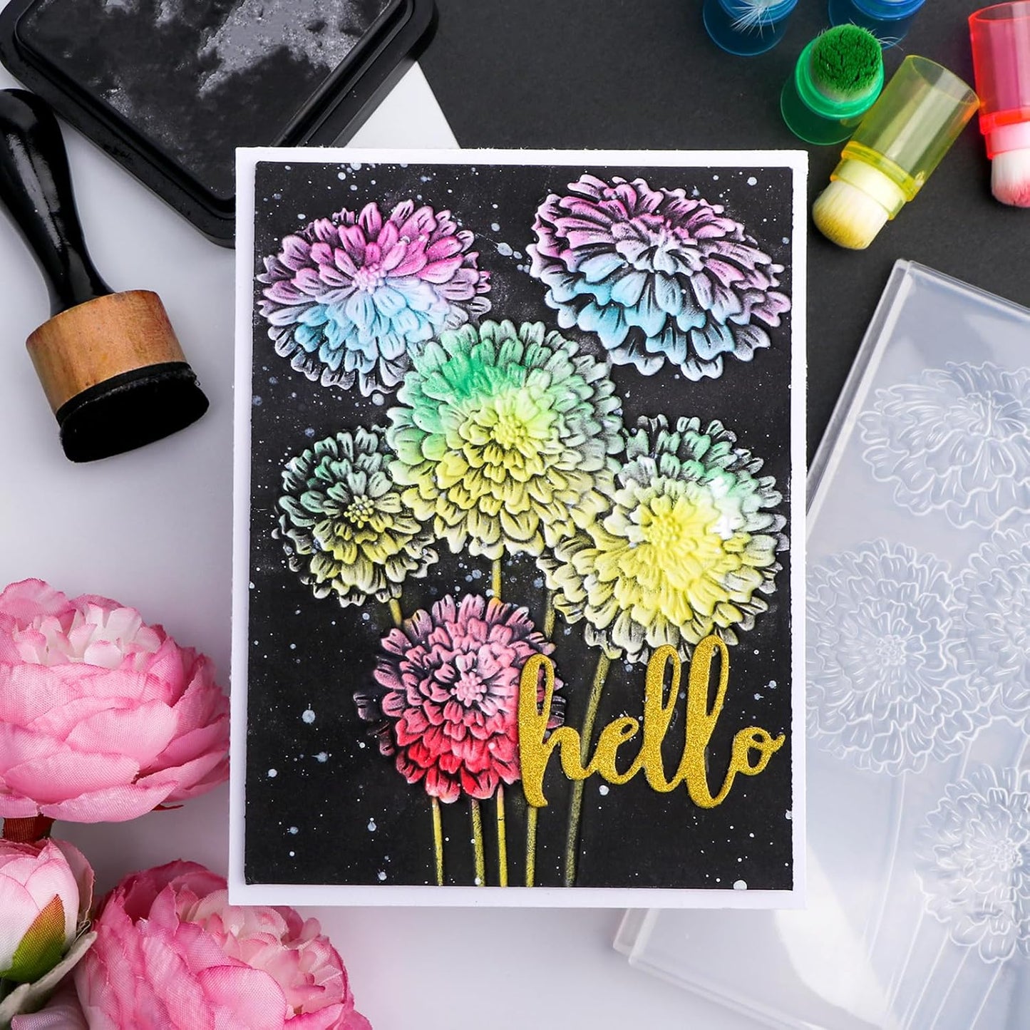 BAOFALI 3D Embossing Folders Chrysanthemum, Hydrangea Textured for Card Making,Embossing Template Paper Card Embossing Stencil for DIY Scrapbooking Photo Album Card Paper Craft Decoration