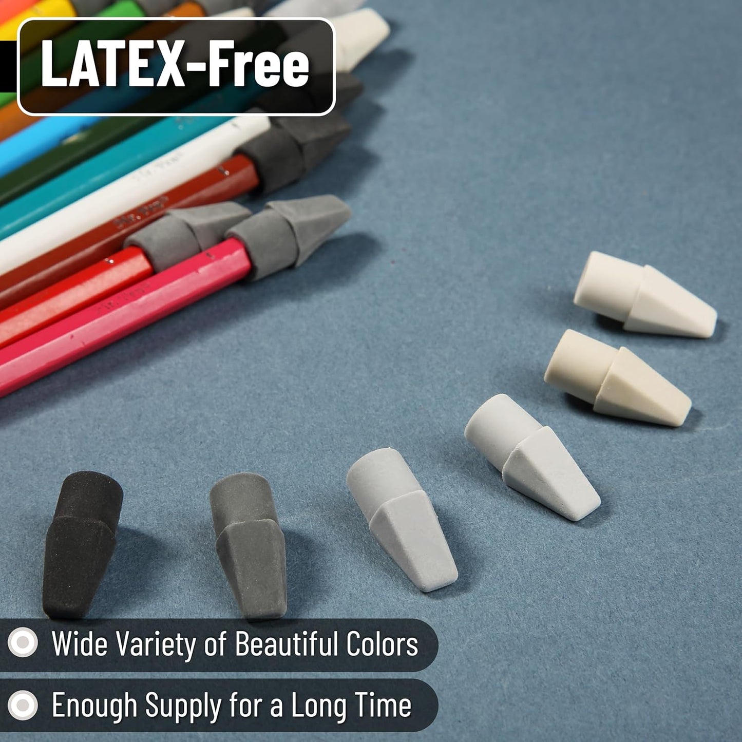 Mr. Pen- Pencil Erasers Toppers, 120 Pack, Colorful, Latex Free, No Smudge, Mr Pen Erasers for Pencils