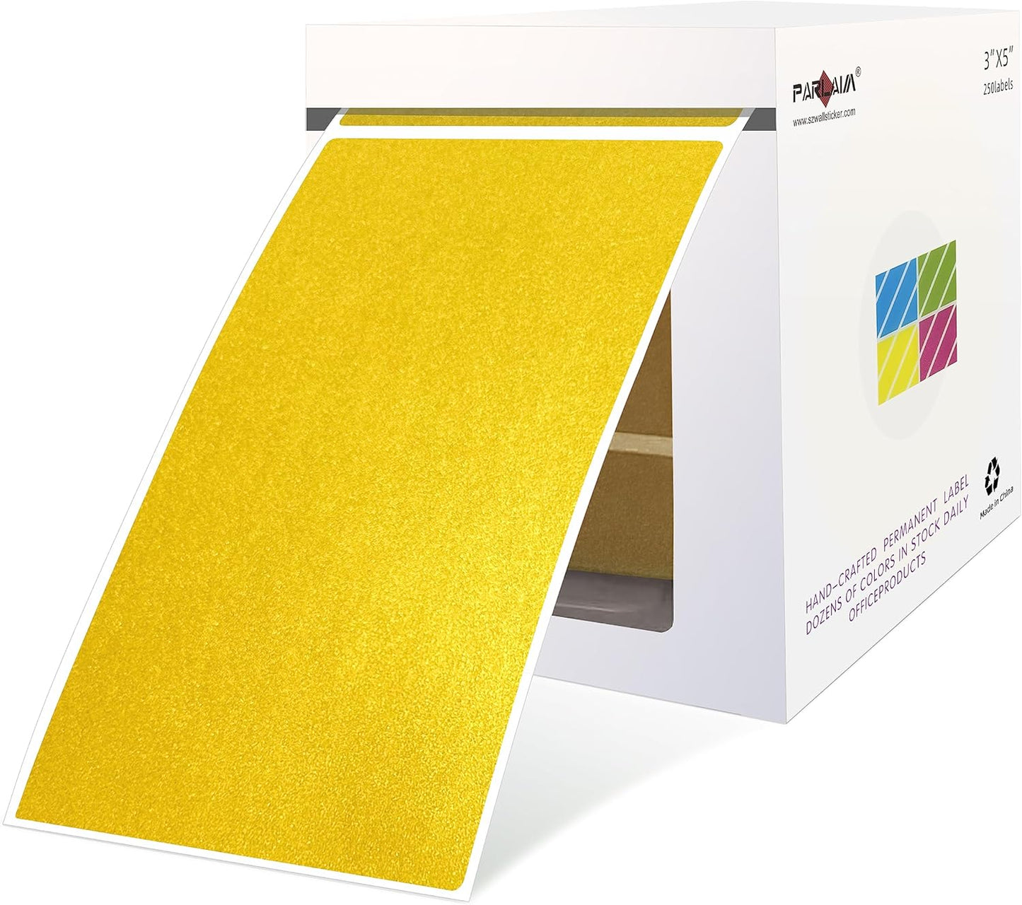 PARLAIM Large 3 X 5 inch Rectangle Color Coding Sticker, Writable Square Color Code Inventory Label for Moving Box (250pcs Gold)