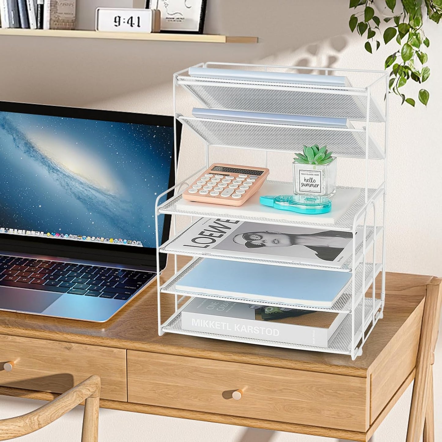 6-Tier Letter Tray Paper Organizer, Desk Organizers and Accessories, Desktop File Organizer, Office Desk Accessories for Office Supplies(White)