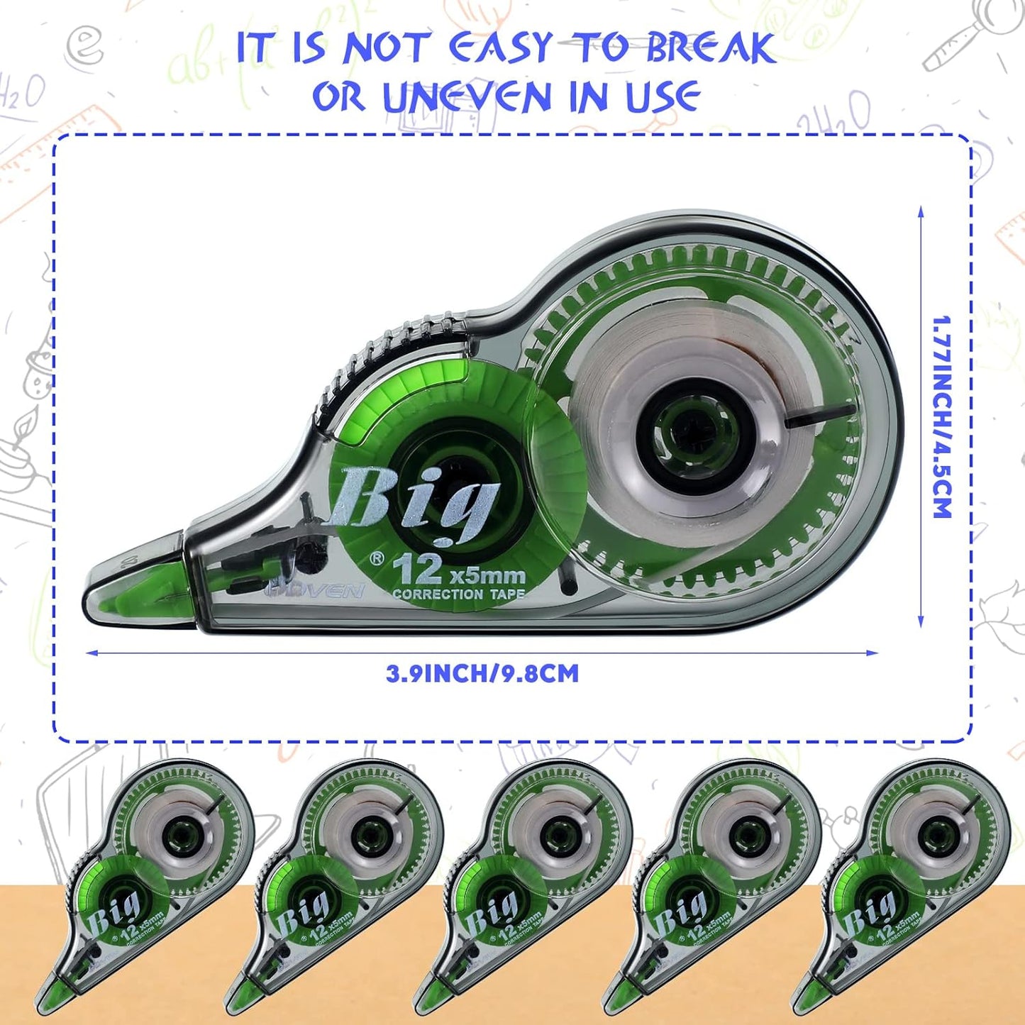 Yexiya 24 Pieces Correction Tapes Original Correction Wide Eraser Applicator Easy to Use Applicator Translucent Tapes Shows for Office Note Journal Scrapbooking, 0.2 Inch x 39.4 Feet