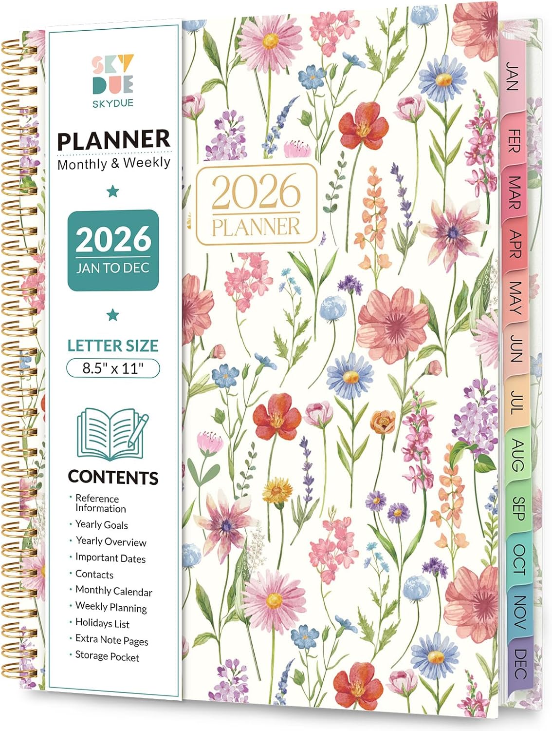 Planner 2026, 8.5" x 11" Monthly & Weekly Planner with Tabs, JAN - DEC 2026, Goal Setting & Time Management Organizer for Professionals & Students