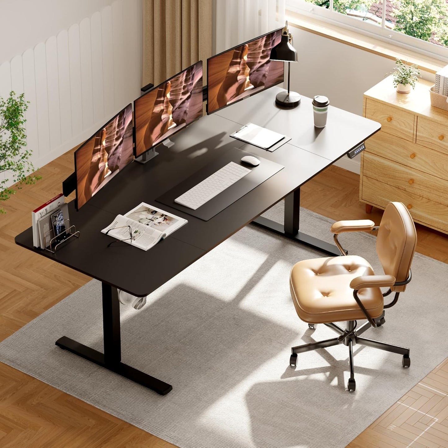 Adjustable Standing Desk, Large 79x31 Inches Standing Desk with Cable Management, Height Adjustable Home Office Computer Desk with Memory Preset&Charging USB Port&Sedentary Reminder