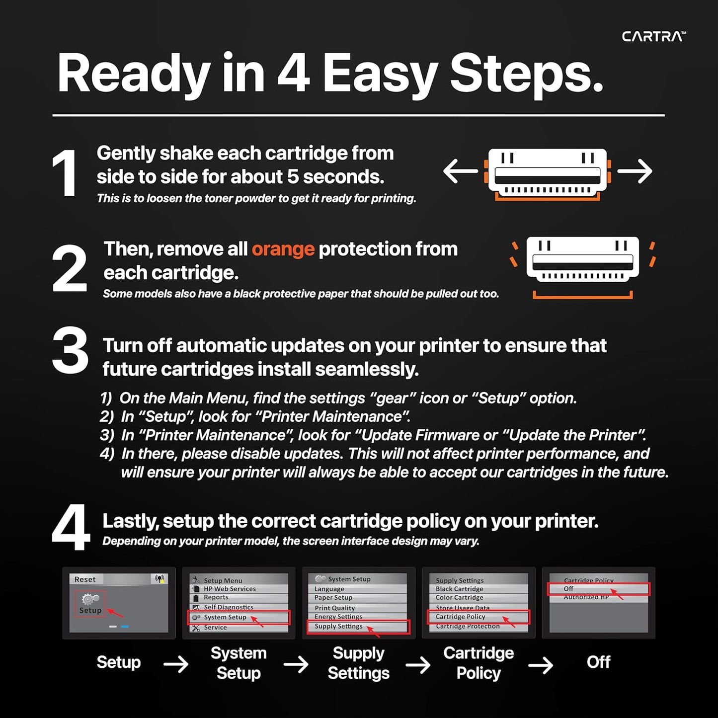 CARTRA 212A Toner Cartridges 4 Pack with Chip Compatible for HP 212A W2120A 212X W2120X for HP Color Laserjet Enterprise M555dn M554dn M555x M554 M555 MFP M578 Series Printer Ink (BK/C/Y/M).