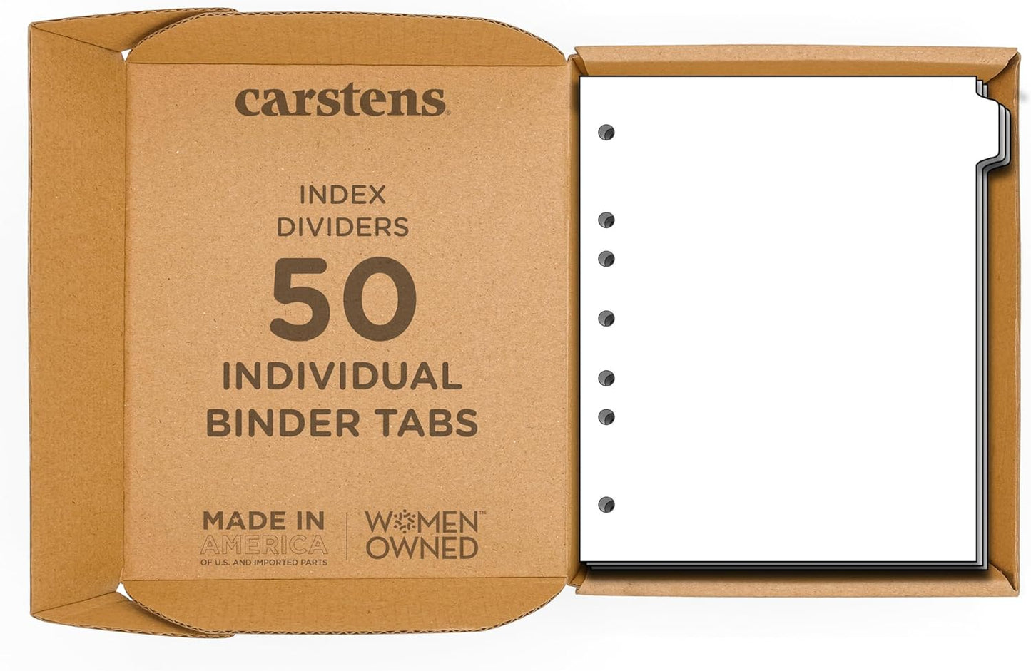 Carstens - Heavy Duty Plastic Ring Binder Dividers, Side Tab, 1/9 Cut, Tab 1 Position, US Letter, White, Case of 50, (2618-20CS) - Ideal Medical Chart Dividers or Index Tabs for 3 Ring Binders