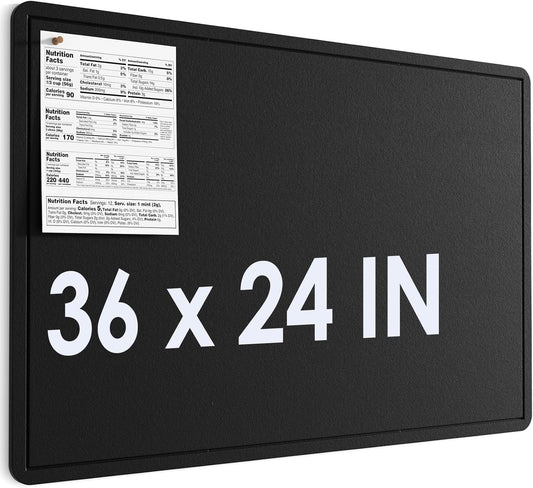 MaxGear Large Bulletin Board 36" x 24", Foldable Felt Board Vision Board Supplies, Cork Board for Office, Home, School, Small Pin Boards for Walls Decorative Display Board Black