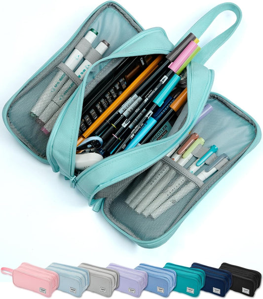 Pencil Case Pouch Box Bag School Supplies Girls Boys Kids, Cute Preppy Stuff Big Capacity Aesthetic Pen Organizer, Back to College Stationary, Eggshell Blue, Extra Large Style, 2300ml