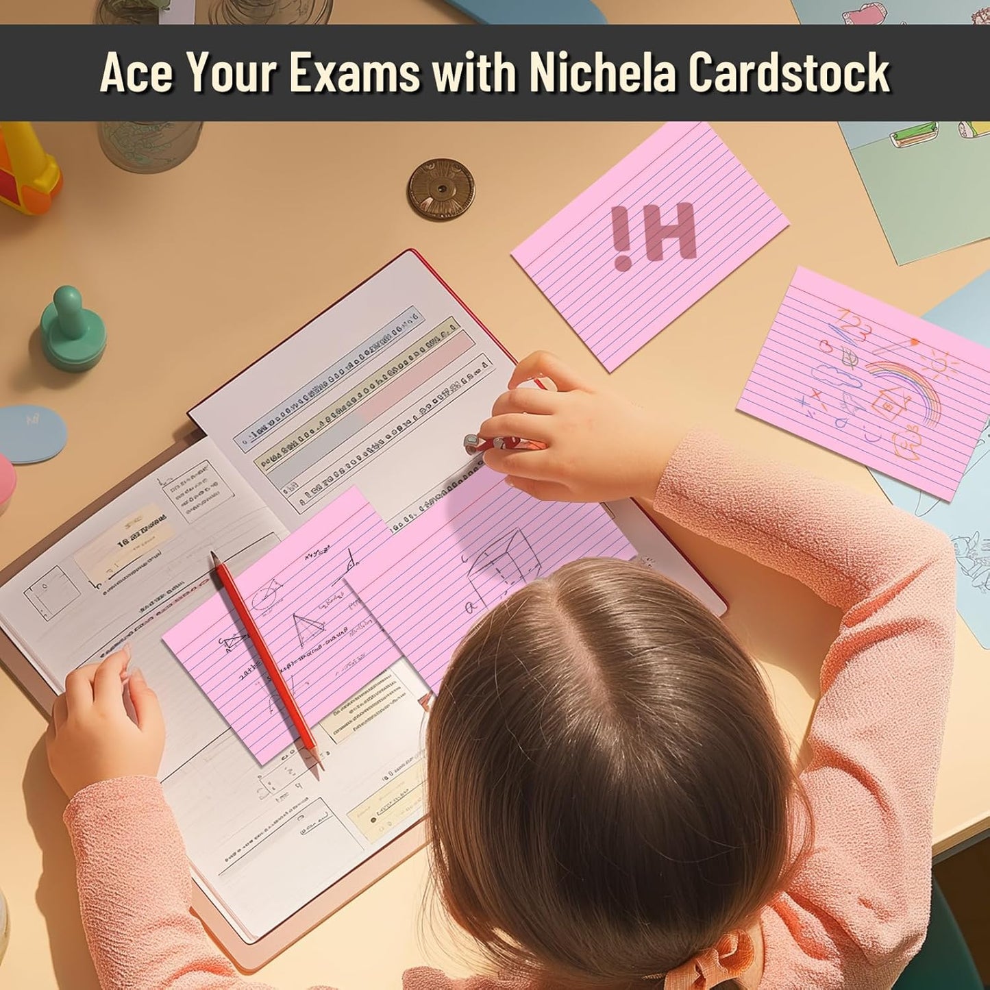 200 Pcs Index Cards 4 x 6 Inch Ruled Pink Index Cards, College Ruled Flash Cards for School, College, Office and Home Organization, Durable Study To Do List Note Cards with Ruled Lines, 5 Pack of 40