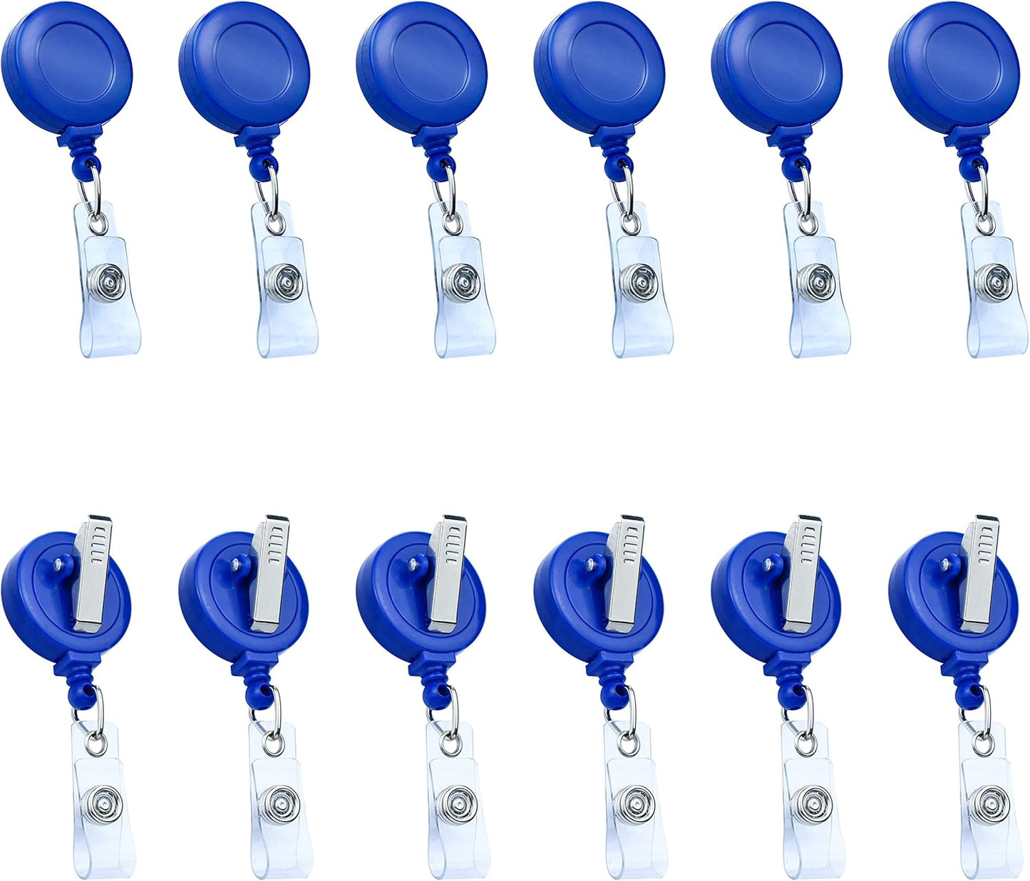 Badge Reels Retractable Badge Holder with Clip, Id Clips for Badges, Id Badge Reel, Retractable Id Badge Clip with Clear Vinyl Strap & Alligator Swivel, No Twist Dispenser (Blue)