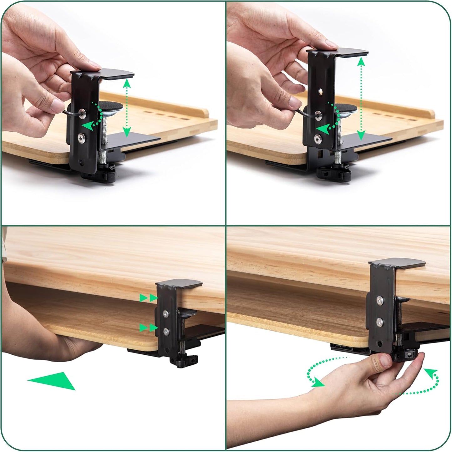 D'vine Dev Under Desk Keyboard Tray with Wrist Rest Bamboo Wood Keyboard Drawer and Mouse Pad, Original Wood, KBT-1