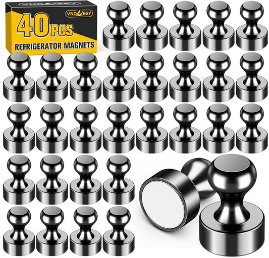 VNDUEEY 40Pcs Black Refrigerator Magnets Fridge Magnet, Strong Whiteboard Magnets, Fridge Magnets Adults, Small Magnet for Kitchen, Office, School, Locker