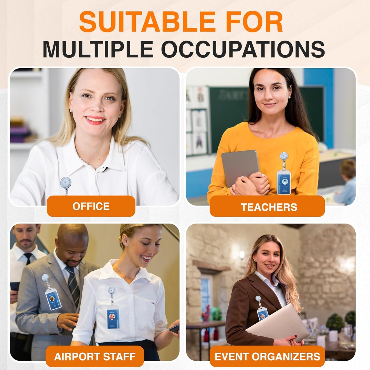 25 Pack Badge Reels Retractable Badge Holder with Clip, ID Badge Reel, Retractable Clip with Clear Vinyl Strap & Alligator Swivel, No Twist Dispenser (Clear)