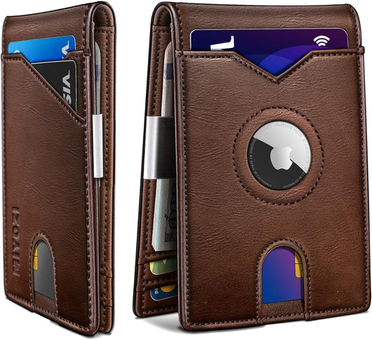 Airtag Wallet for Men,with Money Clip 11 Cards Slim Front Pocket Leather RFID Blocking Wallet with Gift Box