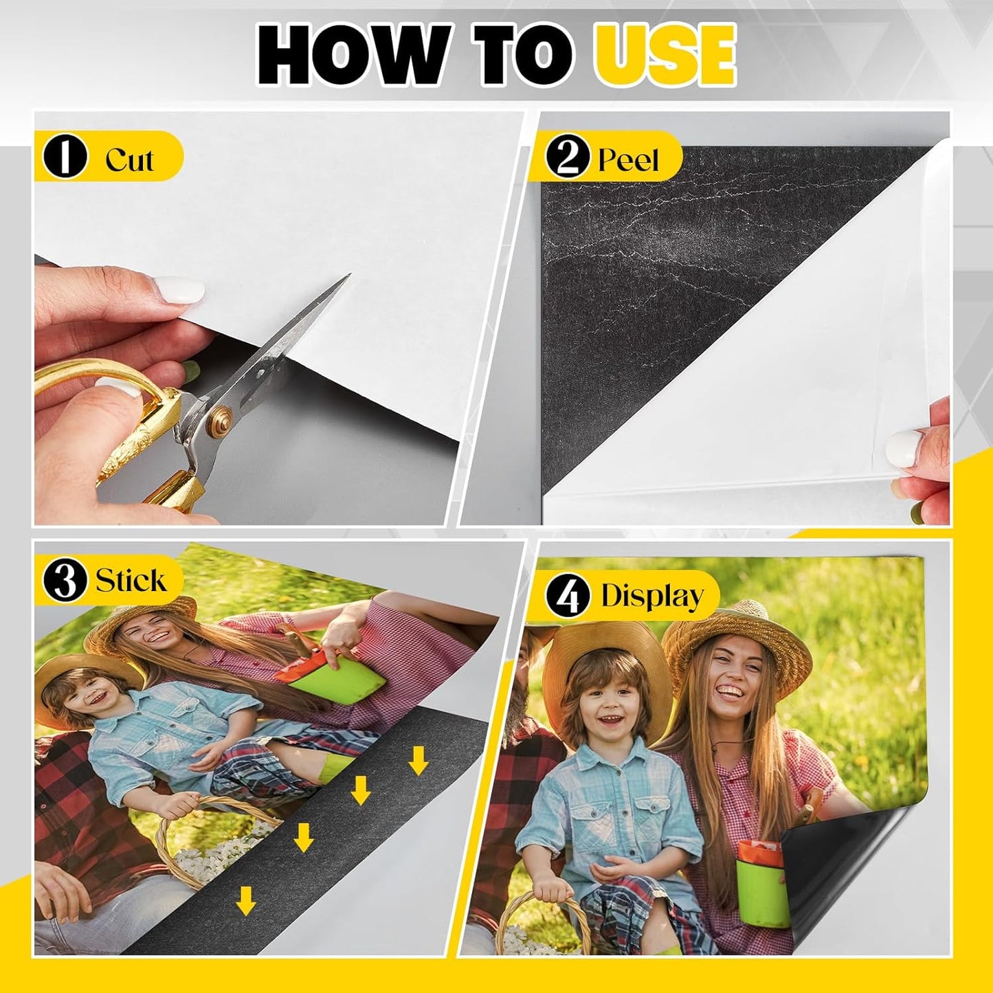 12 Inch x 5 ft x 30mil Extra Large Adhesive Magnetic Sheet Roll Not Printable Adhesive Backing Cut and Customize Flexible Sheets Blank White Surface Magnetic Sign for Craft Photo Craft