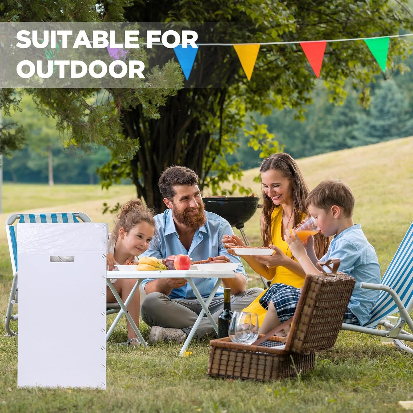 Tioncy 5 Pcs Cardboard Trash Cans Disposable and Reusable Corrugated Cardboard Trash Cans Recycling Bins Bulk with 10 Garbage Bags White Garbage Boxes for Parties Events(20 Gallon)