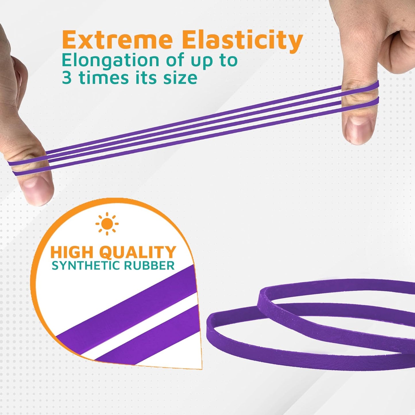 PlasticMill Purple Rubber Bands Size 33 (3 1/2" x 1/8") - #33 Colored Rubber Bands Office Supplies - Strong, Elastic Bands for Crafts, Balloon Garland, Cash, File Folders (100-Pack)