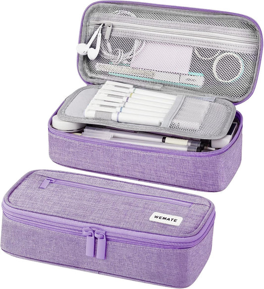 WEMATE Pencil Case, Large Storage Organizer for Stationery, Back - to - School Essential, Teacher Must - have, Big Pencil Pouch, Marker Case School Supplies for College & High School