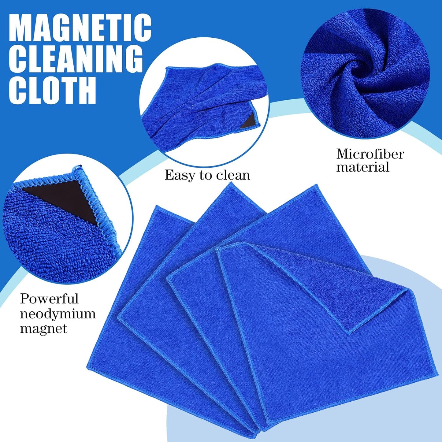 Zopeal 8 Packs Dry Erase Board Cleaning Cloth Microfiber Eraser Magnetic Whiteboard Eraser Washable for Whiteboard Dry Erase Cloth for Home and Office, 10'' x 9. 25''(Blue)