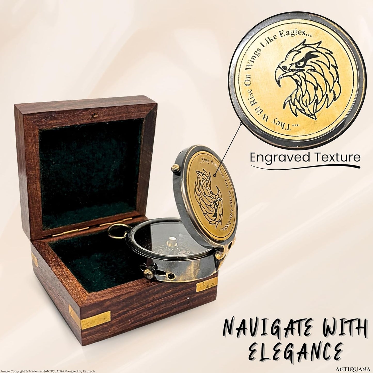 Brass Directional Engraved Compass, Baptism Gifts for Boys Girls, First Communion, Christian Gifts for Men, First Confirmation Gifts for Boys, Inspirational