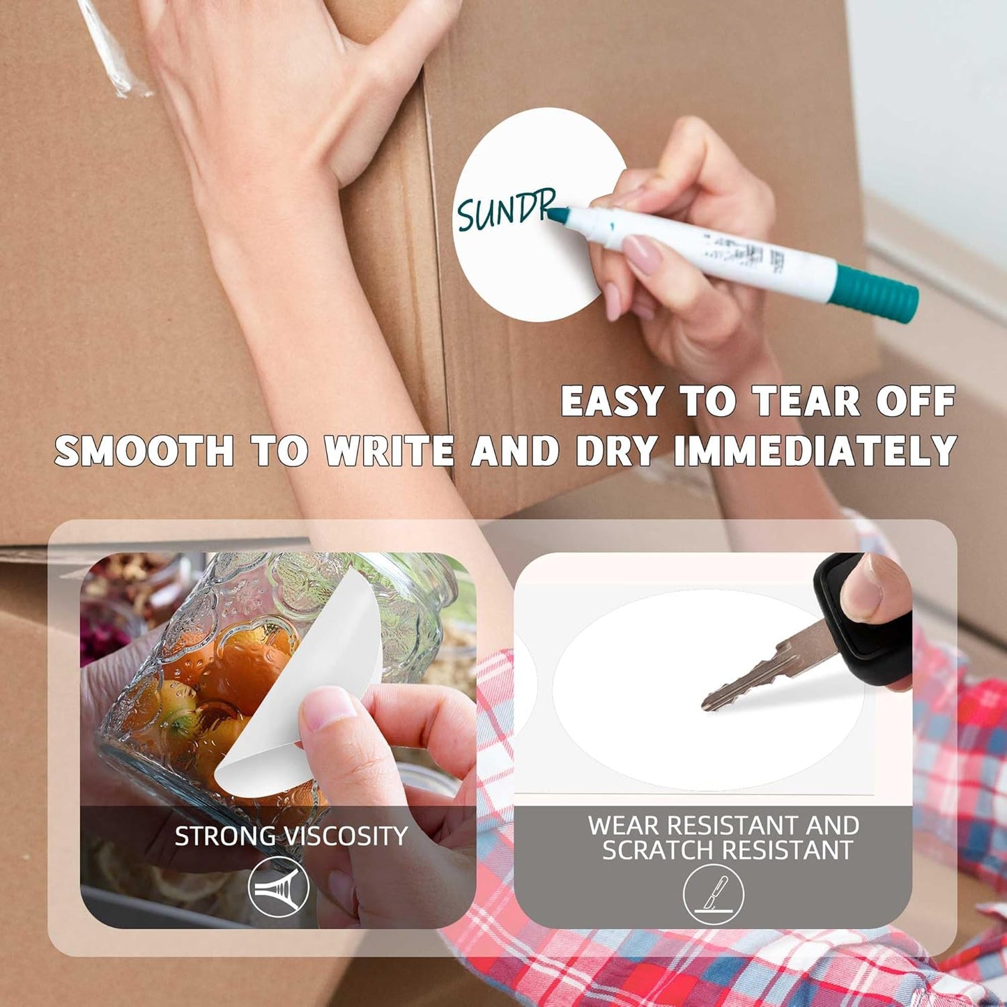 PARLAIM 3”Color Coding Labels Stickers,4Rolls/2000per Dispenser Box Round Adhesive Circle Dot Stickers for Inventory Office Home (White)