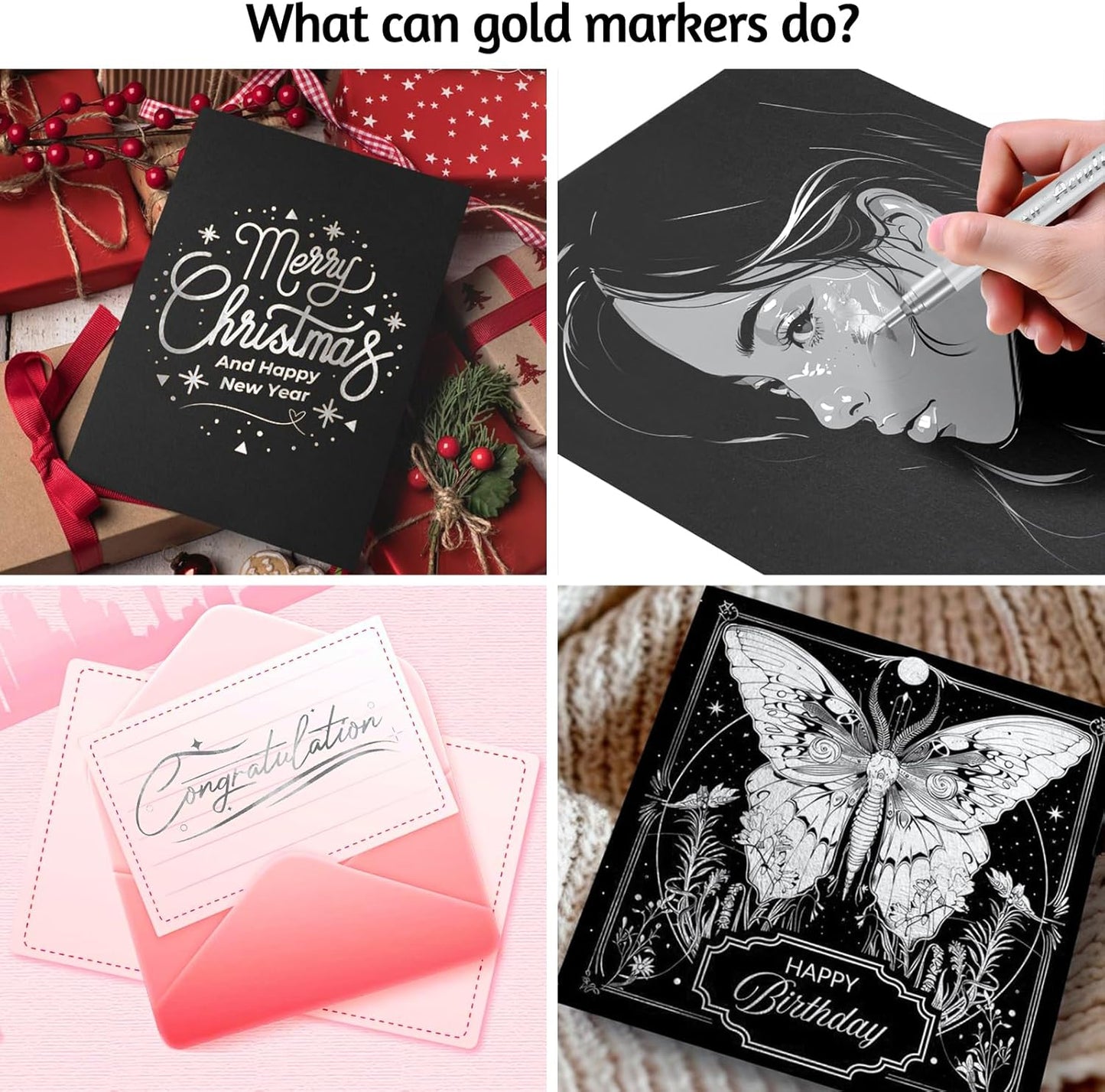 SFAIH Silver Paint Markers Pens -4 Pack 0.7MM Fine Tip Acrylic Markers for Rock Painting, Wood, Metal, Fabric, Plastic, Canvas, Glass, Ceramic, Diy Crafts, Drawing, Tire