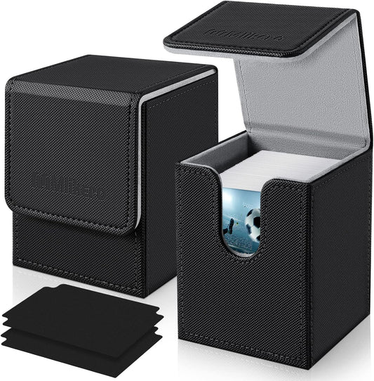Mlikero 2 Pack Card Deck Box, Commander Deck Box Holds 200+ Single Sleeved Cards with 2 Dividers, Leather Magnetic Card Box Fit for MTG, TCG