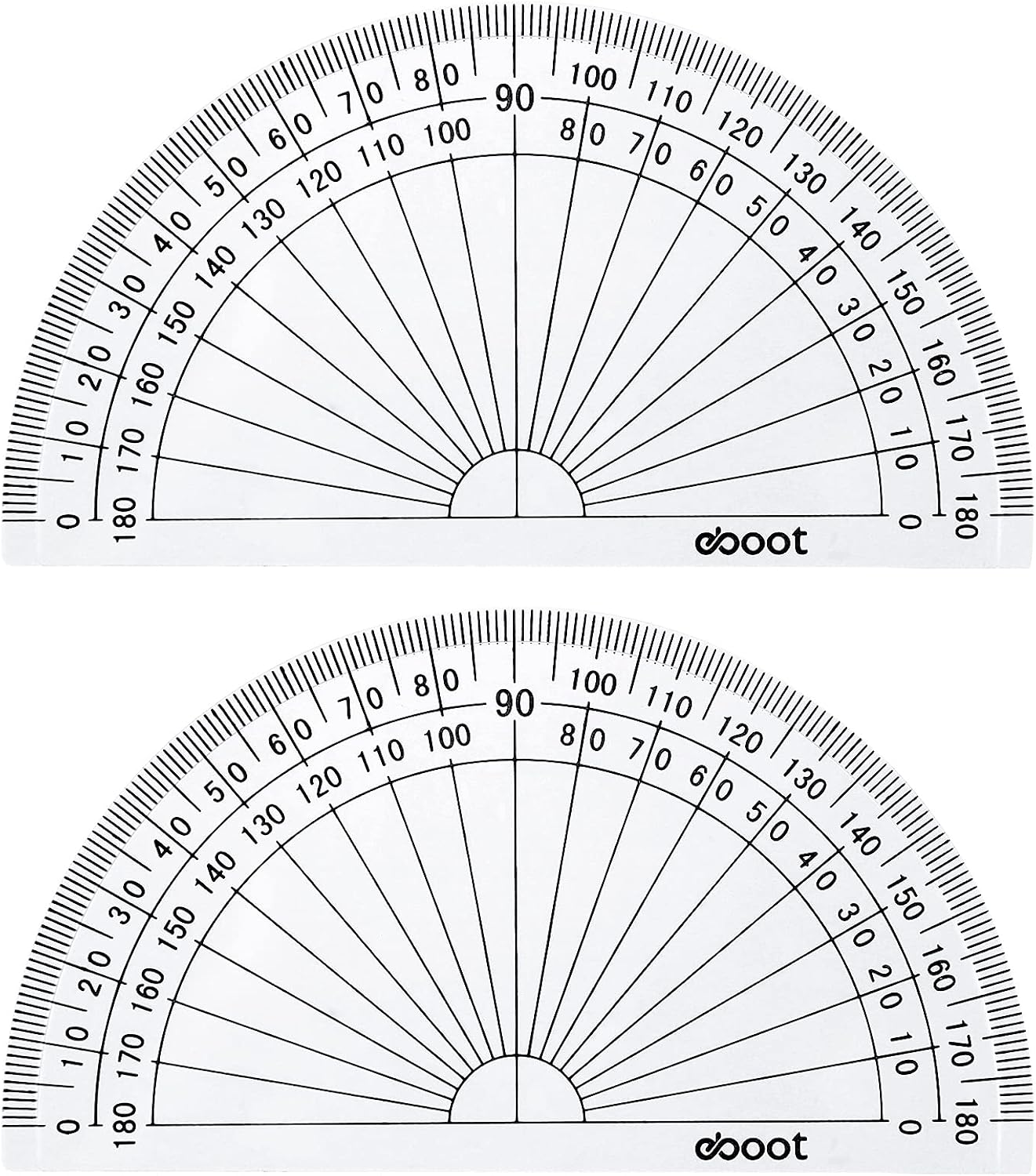 EBOOT 100 Pcs Math Protractors Plastic Protractor 180 Degrees, 4 Inches (Clear)
