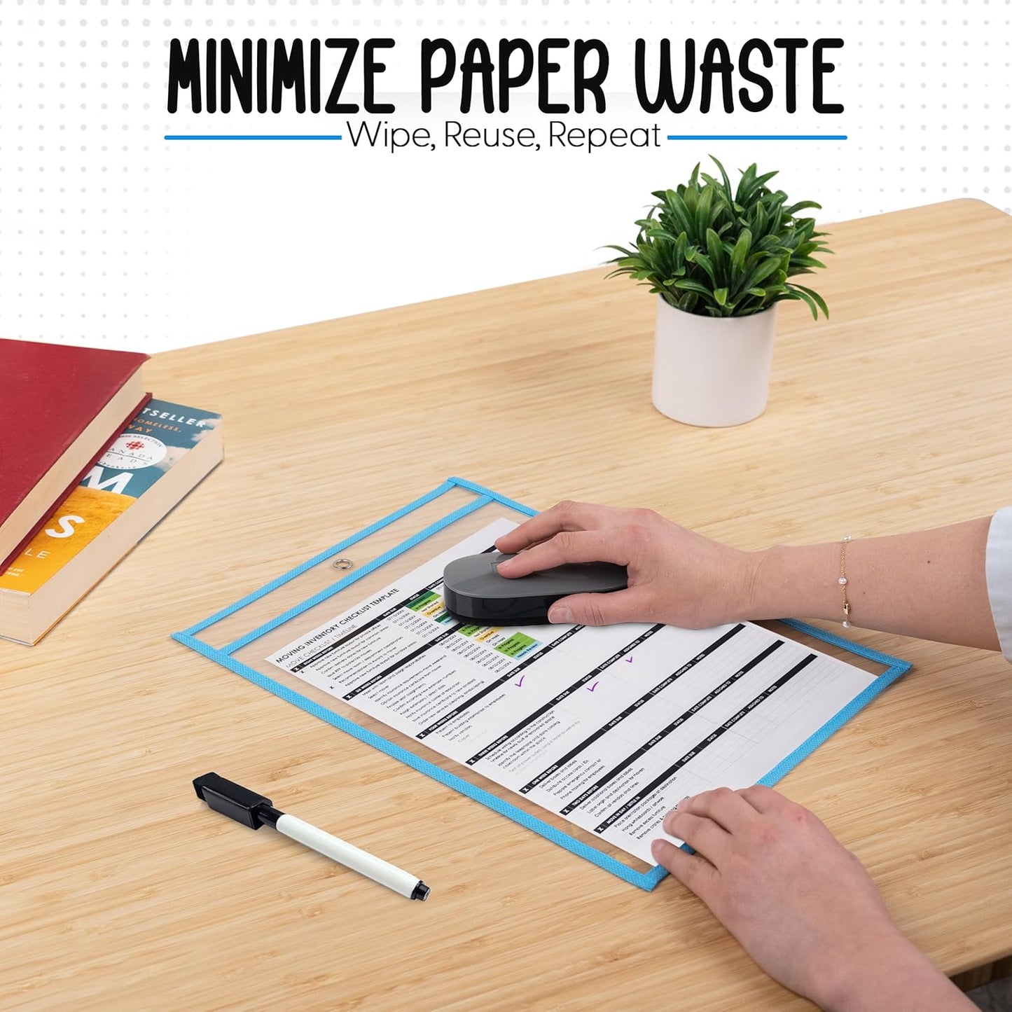 Essex Wares - 5 Pack, Pastel, Job Ticket Holders, 10" Wide x 13.5" Tall - Clear Plastic Shop Ticket Holders - Easy to Use, Reusable & Easy Erase Plastic Invoice Holders, Water-Resistant & Durable