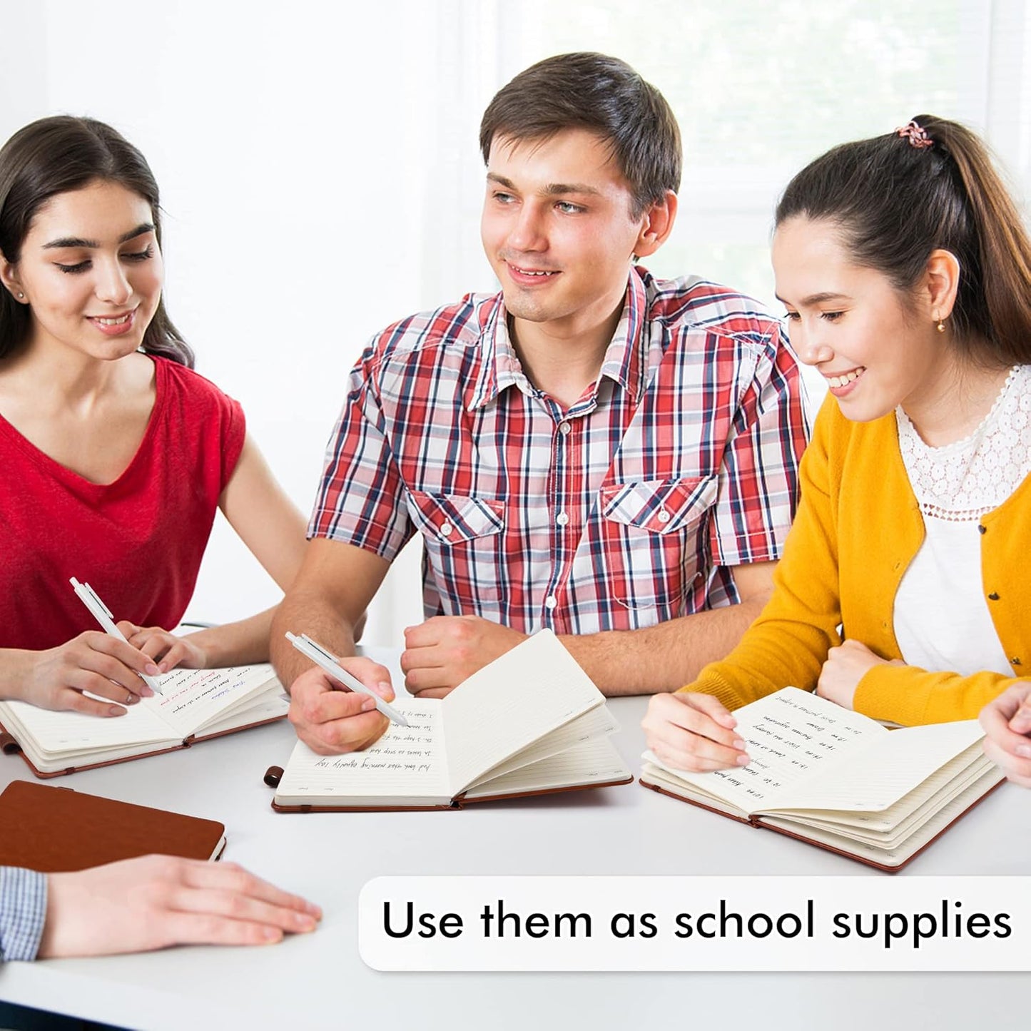 feela 12 Pack Notebooks Journals Bulk with 12 Black Pens, A5 Hardcover Notebook Classic Ruled Journal Set with Pen Holder for School Business Work Travel Writing, 120 GSM, 5.1”x8.3”, Brown