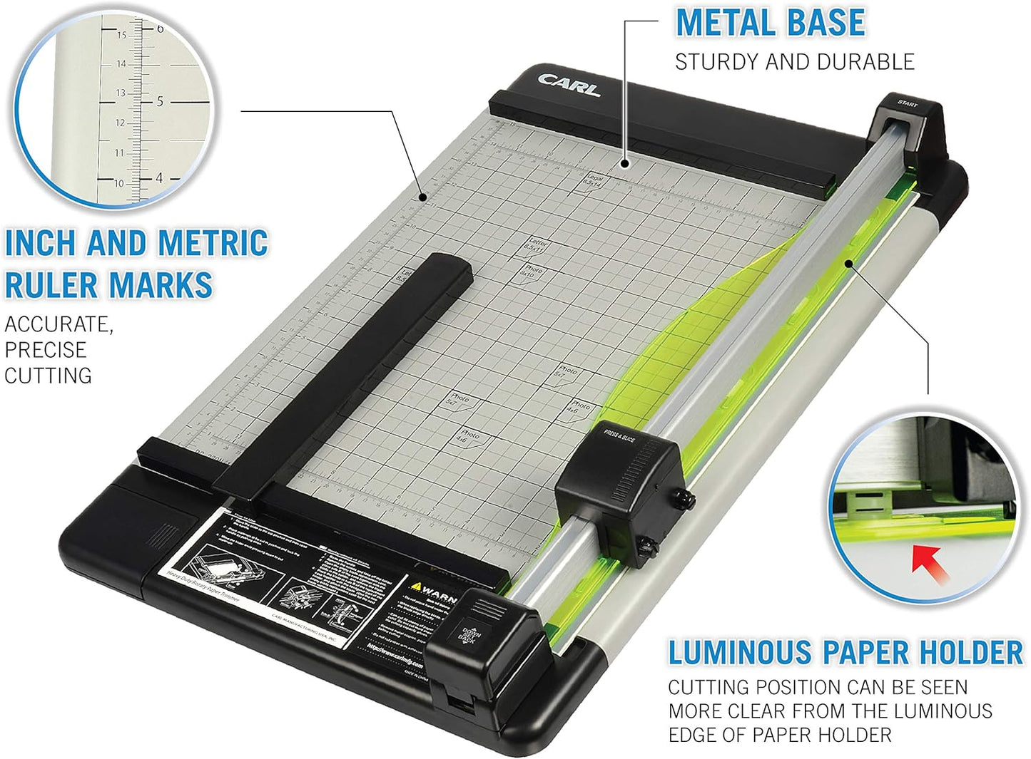 Carl Manufacturing 12220 HVY-Duty Paper Trimmer 15-Inch 36 Sht Cap. 14-Inch x15-1/4-Inch x3/4-Inch GY