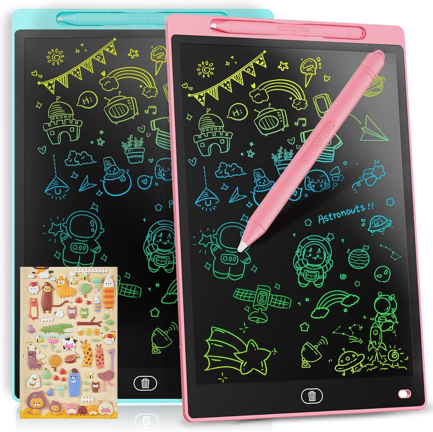 [2 Pack] Genialba LCD Writing Tablet 8.5-Inch Colorful Doodle Board, Toddler Learning Educational Toys Gifts for 3-8 Years Old Girls and Boys, Electronic Drawing Pad for Kids (Pink&Blue)
