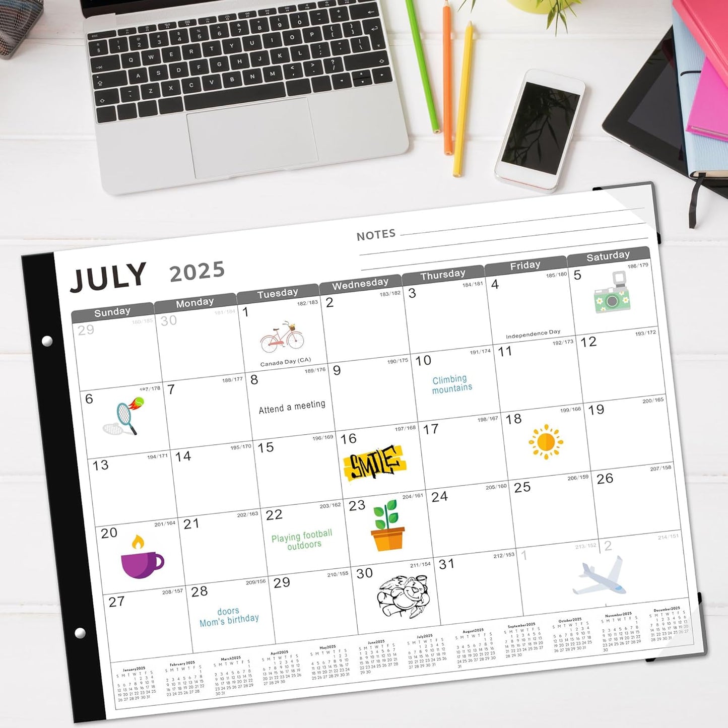 Desk Calendar 2025-2026, KOPEESY 22" x 17" Large Desk Calendar, 18 Months From July 2025 to December 2026, Desktop Calendar with Notes and Thick Paper for Home, Office and School